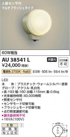 β Koizumi ߾ LEDɱ֥饱å AU38541L