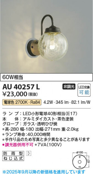 β Koizumi ߾ LEDɱ֥饱å AU40257L