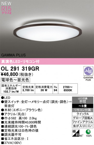 ODELIC ǥå 󥰥饤 OL291319GR ᥤ̿