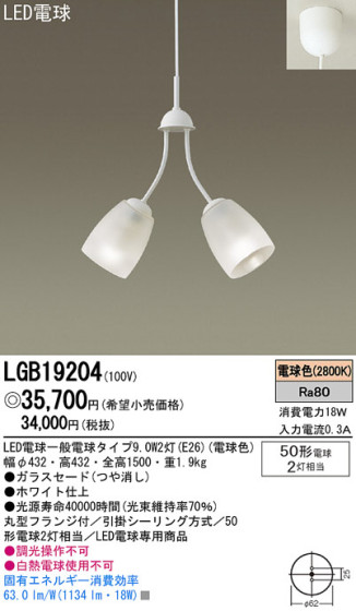 Panasonic LED ǥꥢ LGB19204 ᥤ̿