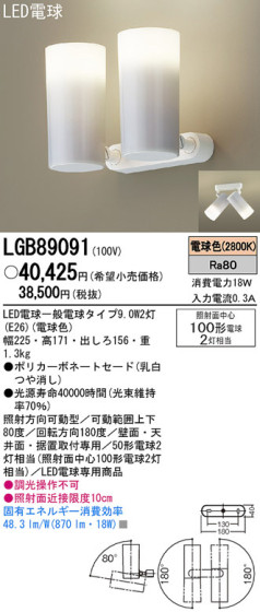 Panasonic LED ݥåȥ饤 LGB89091 ᥤ̿