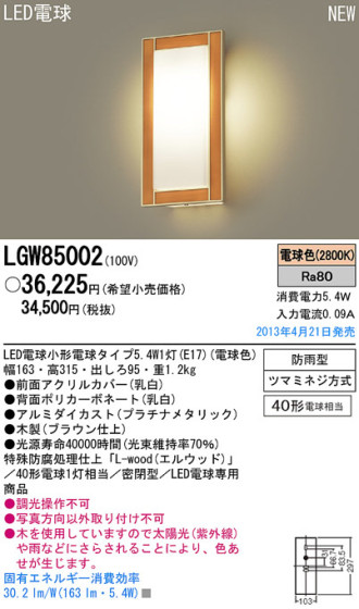 Panasonic LED ȥɥ LGW85002 ᥤ̿