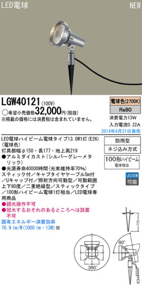 Panasonic LEDƥꥢȥɥ LGW40121 ᥤ̿