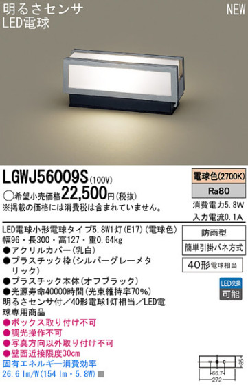 Panasonic LEDƥꥢȥɥ LGWJ56009S ᥤ̿