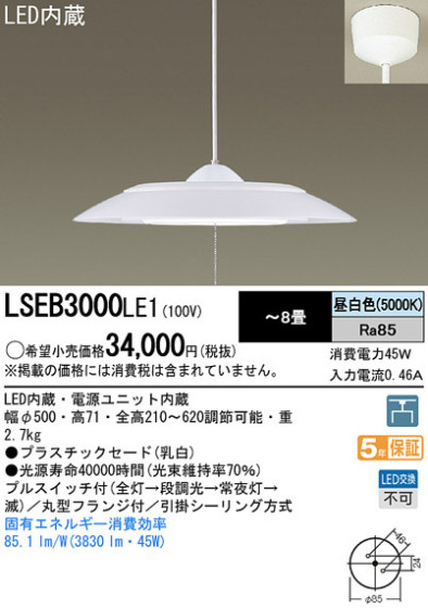 Panasonic LEDڥȥ饤 LSEB3000LE1 ᥤ̿