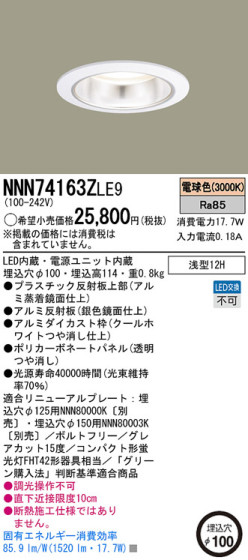 Panasonic LED饤 NNN74163ZLE9 ᥤ̿