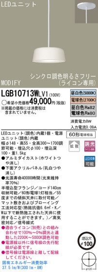 Panasonic LED ڥ LGB10713WLV1 ᥤ̿