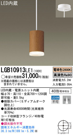 Panasonic LED ڥ LGB10913LE1 ᥤ̿