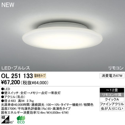 ODELIC ǥå LED 󥰥饤 OL251133