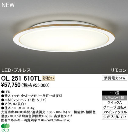 ODELIC ǥå LED 󥰥饤 OL251610TL