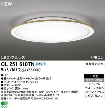 ODELIC ǥå LED 󥰥饤 OL251610TN