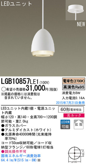 Panasonic LED ڥȥ饤 LGB10857LE1 ᥤ̿