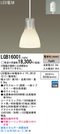 Panasonic LED ڥȥ饤 LGB16001 ᥤ̿