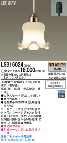 Panasonic LED ڥȥ饤 LGB16024 ᥤ̿