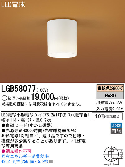 Panasonic LED 󥰥饤 LGB58077 ᥤ̿