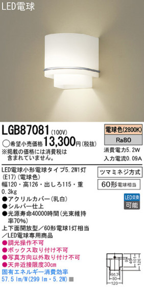 Panasonic LED ֥饱å LGB87081 ᥤ̿