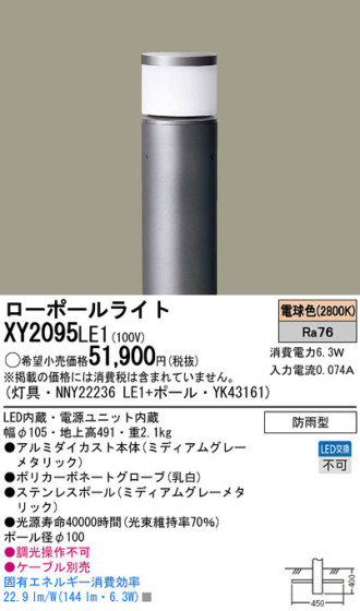 Panasonic LED ƥꥢȥɥ XY2095LE1 ᥤ̿