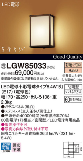 Panasonic LED ƥꥢȥɥ LGW85033 ᥤ̿