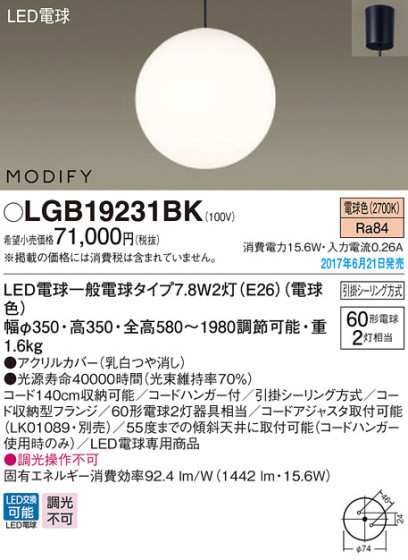Panasonic LED ڥȥ饤 LGB19231BK ᥤ̿