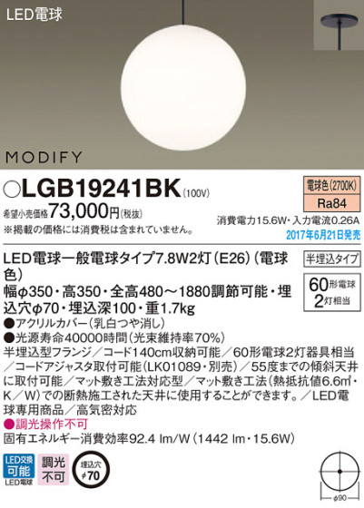 Panasonic LED ڥȥ饤 LGB19241BK ᥤ̿