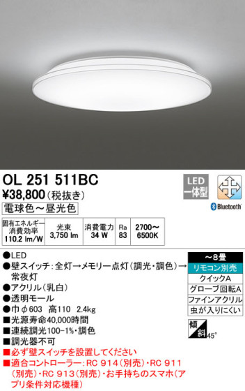 ODELIC ǥå LED 󥰥饤 OL251511BC ᥤ̿