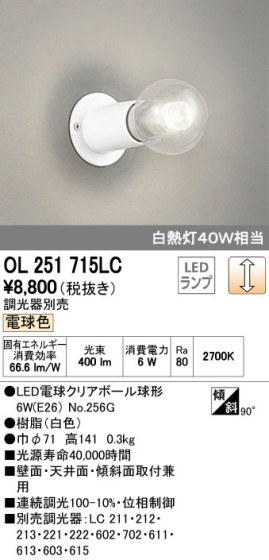 ODELIC ǥå LED ֥饱å 󥰥饤 OL251715LC ᥤ̿