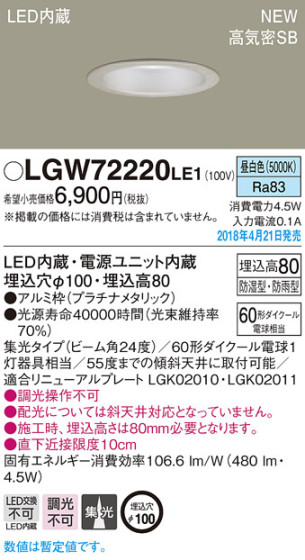 Panasonic 饤 LGW72220LE1 ᥤ̿