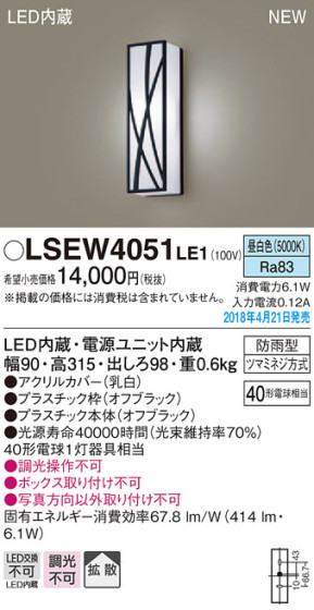Panasonic ƥꥢȥɥ LSEW4051LE1 ᥤ̿