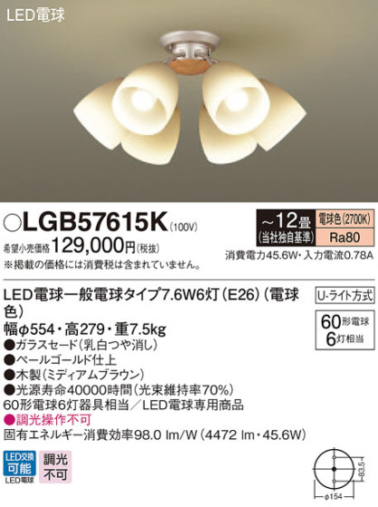 Panasonic ǥꥢ LGB57615K ᥤ̿