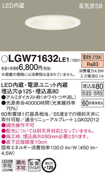 Panasonic 饤 LGW71632LE1 ᥤ̿