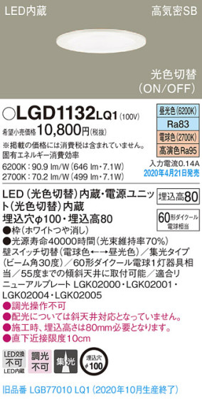 Panasonic 饤 LGD1132LQ1 ᥤ̿