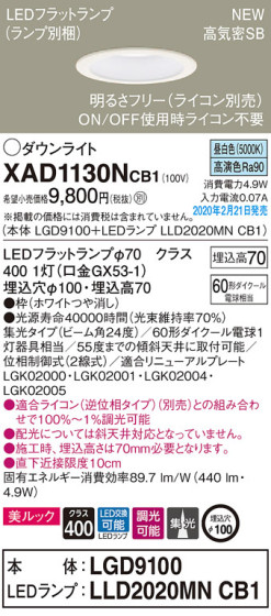 Panasonic 饤 XAD1130NCB1 ᥤ̿