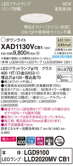 Panasonic 饤 XAD1130VCB1 ᥤ̿