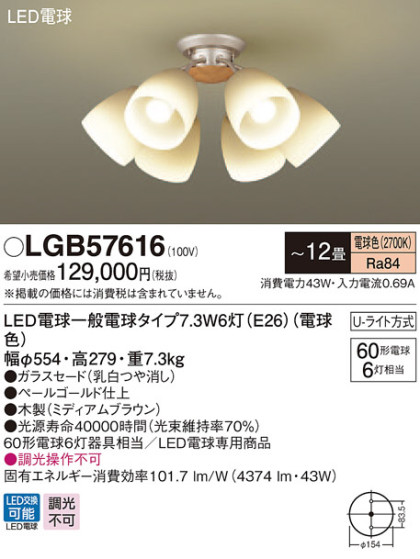 Panasonic ǥꥢ LGB57616 ᥤ̿
