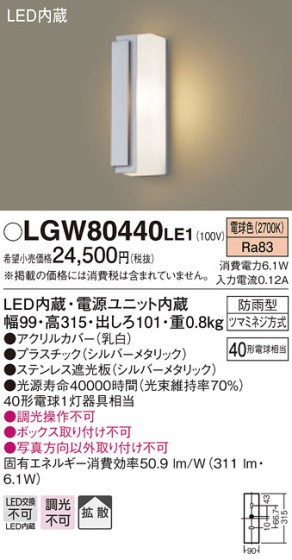 Panasonic ƥꥢ饤 LGW80440LE1 ᥤ̿