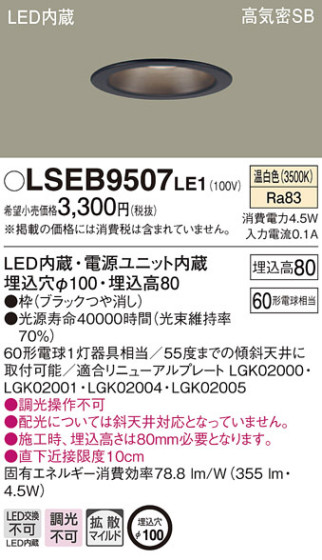 Panasonic 饤 LSEB9507LE1 ᥤ̿