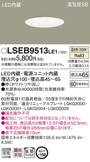 Panasonic 饤 LSEB9513LE1 ᥤ̿
