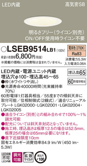 Panasonic 饤 LSEB9514LB1 ᥤ̿