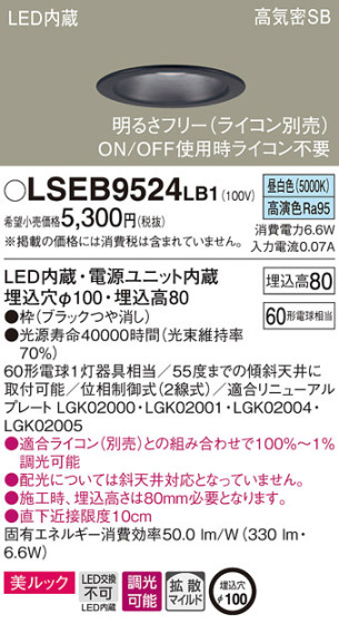 Panasonic 饤 LSEB9524LB1 ᥤ̿