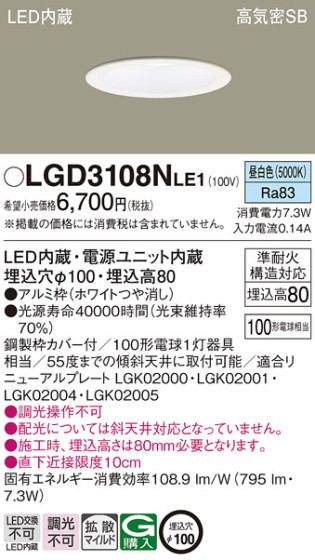 Panasonic 饤 LGD3108NLE1 ᥤ̿