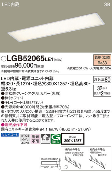 Panasonic 󥰥饤 LGB52065LE1 ᥤ̿
