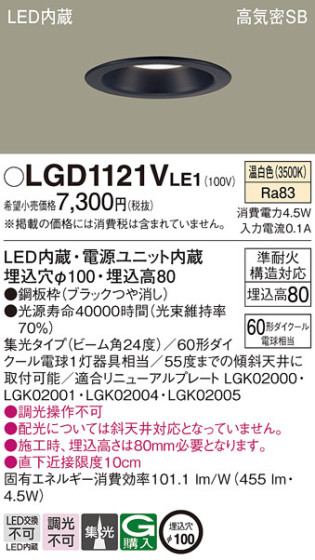 Panasonic 饤 LGD1121VLE1 ᥤ̿