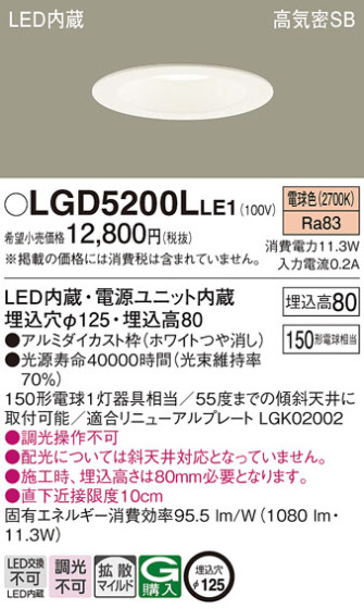 Panasonic 饤 LGD5200LLE1 ᥤ̿