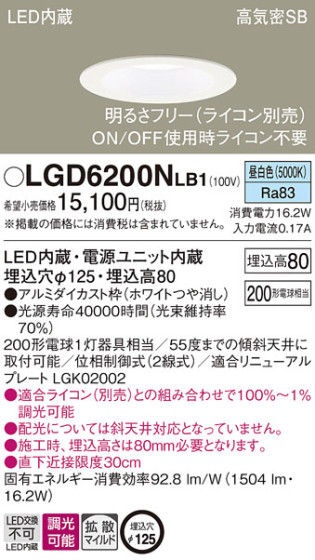 Panasonic 饤 LGD6200NLB1 ᥤ̿
