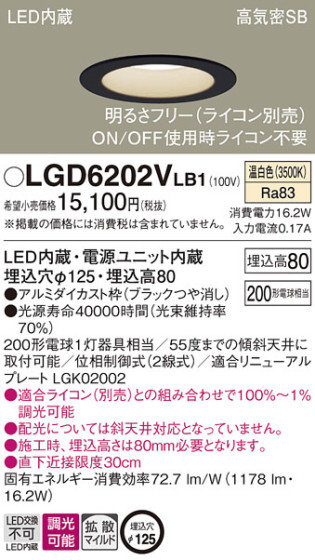Panasonic 饤 LGD6202VLB1 ᥤ̿