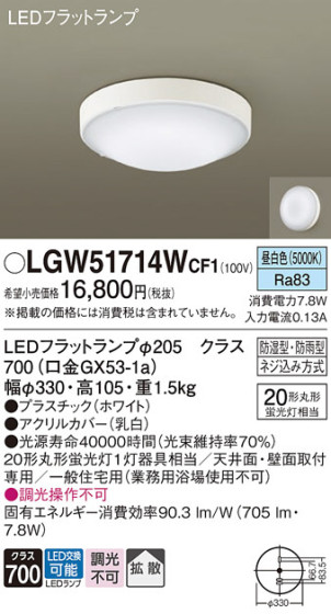 Panasonic ƥꥢ饤 LGW51714WCF1 ᥤ̿