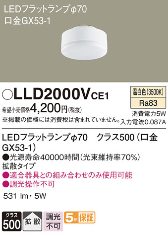 Panasonic  LLD2000VCE1 ᥤ̿