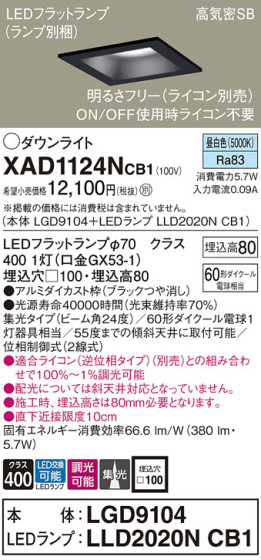 Panasonic 饤 XAD1124NCB1 ᥤ̿