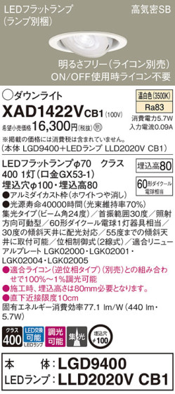 Panasonic 饤 XAD1422VCB1 ᥤ̿