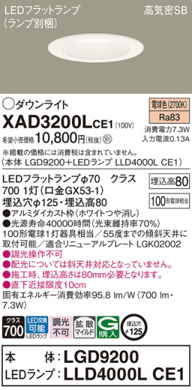 Panasonic 饤 XAD3200LCE1 ᥤ̿